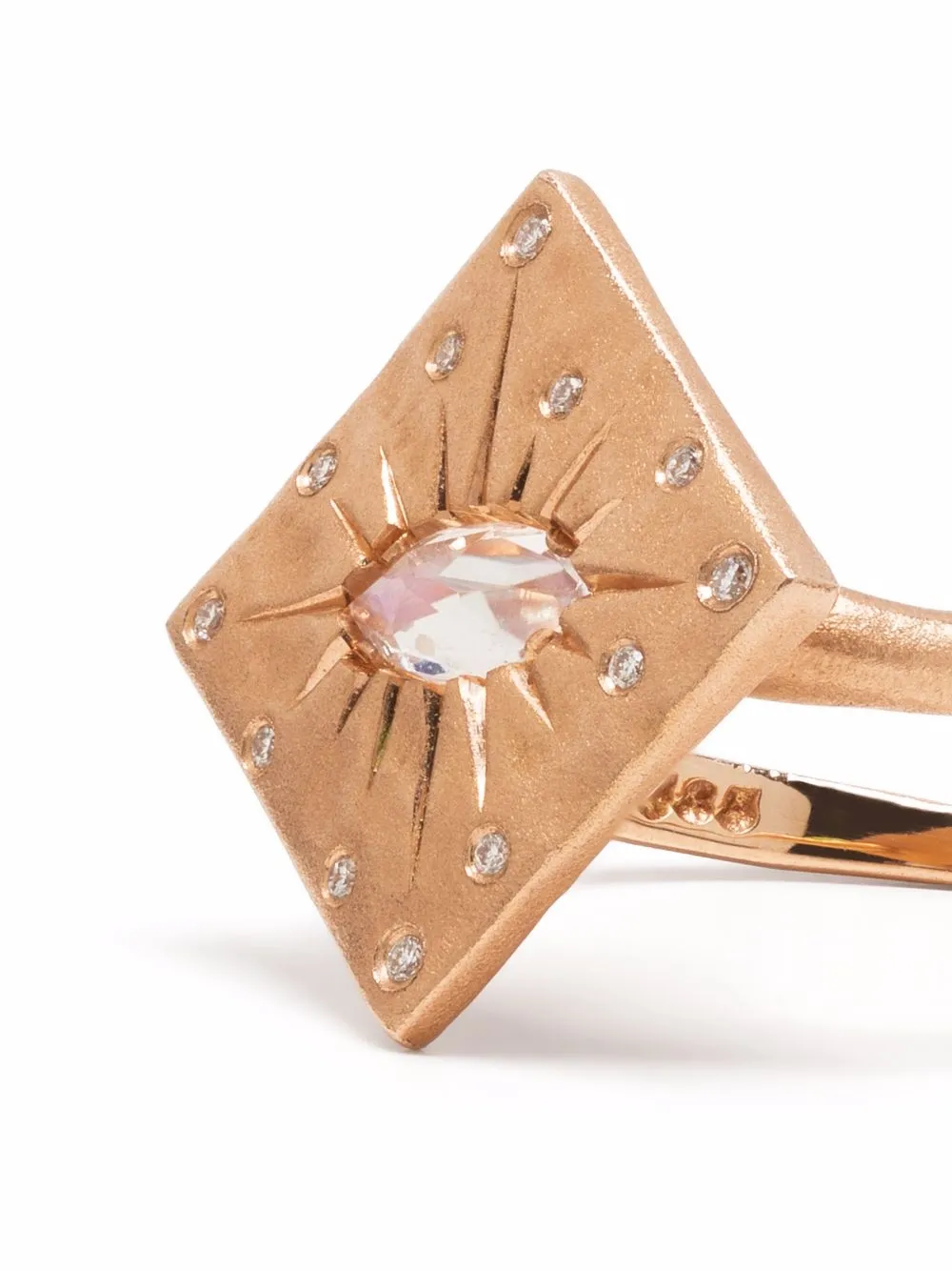 фото Sirciam кольцо third eye pyramid из розового золота с бриллиантами и лунным камнем