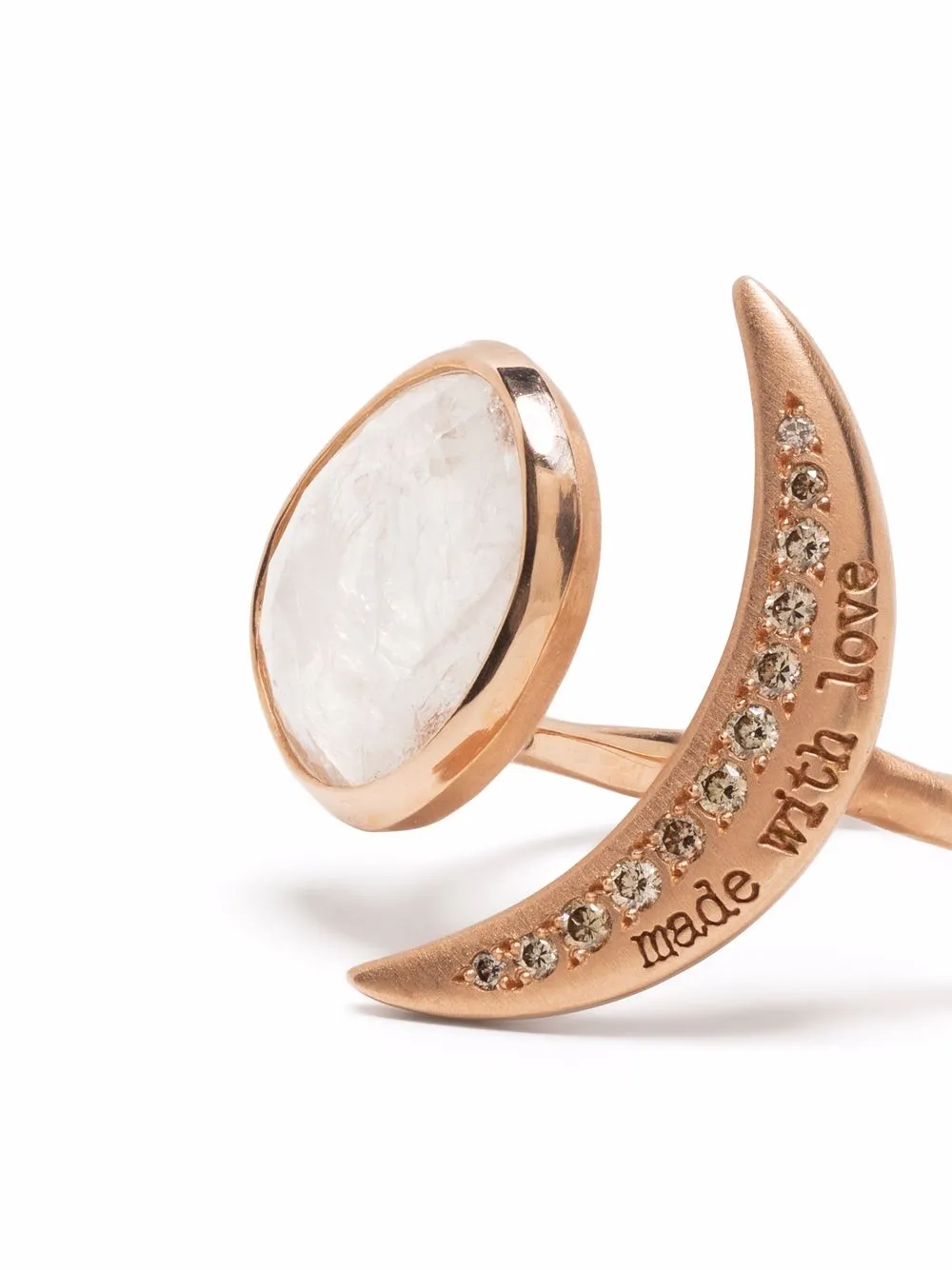 фото Sirciam кольцо luna из розового золота с бриллиантами и лунным камнем