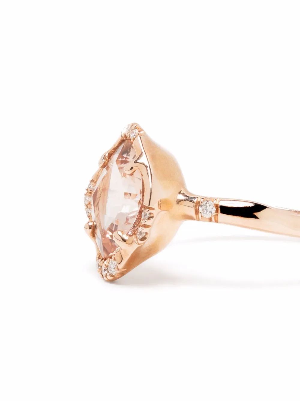 фото Sirciam кольцо love из розового золота с морганитом и бриллиантами