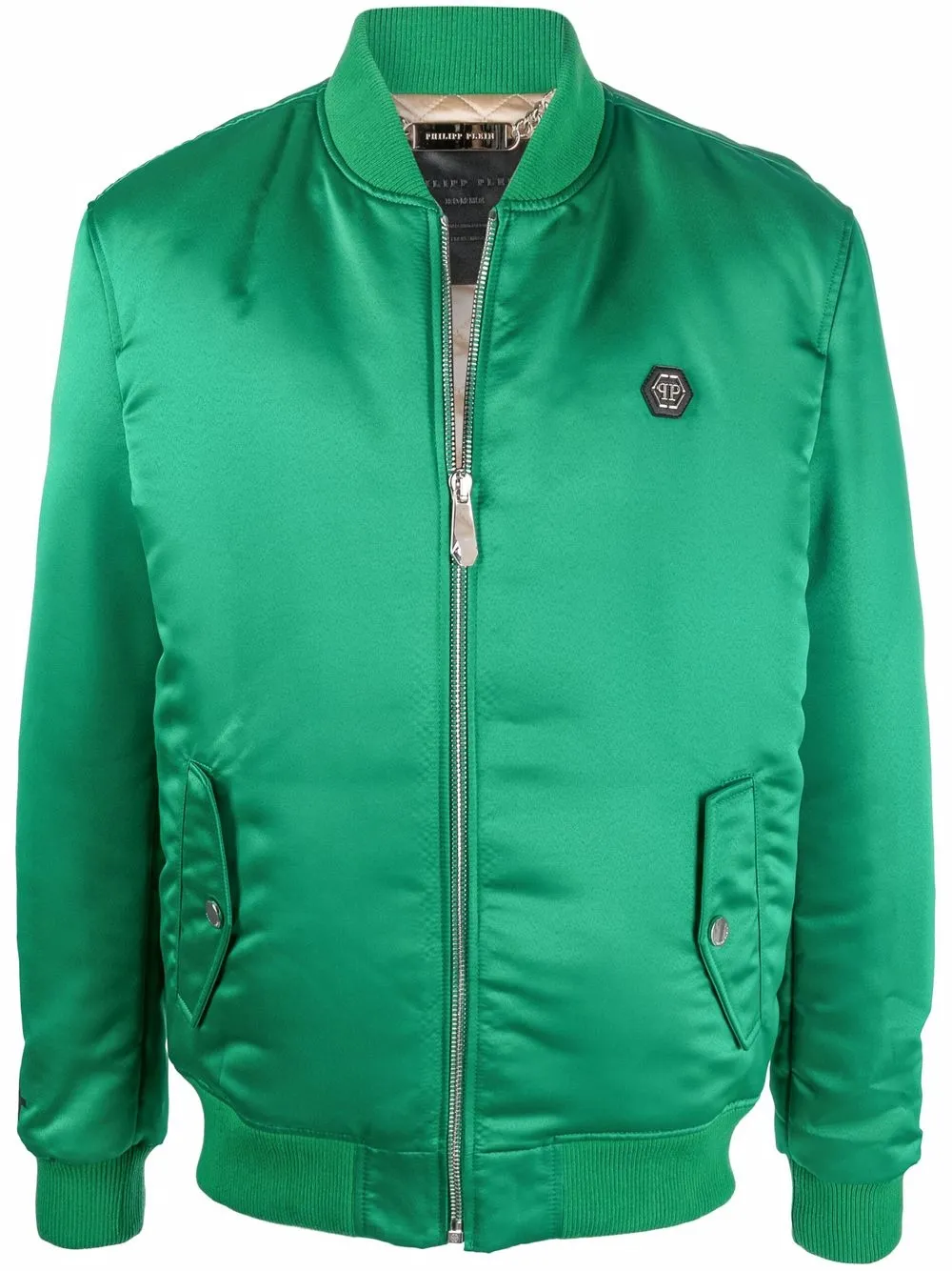 Philipp Plein logo-print bomber jacket - Green