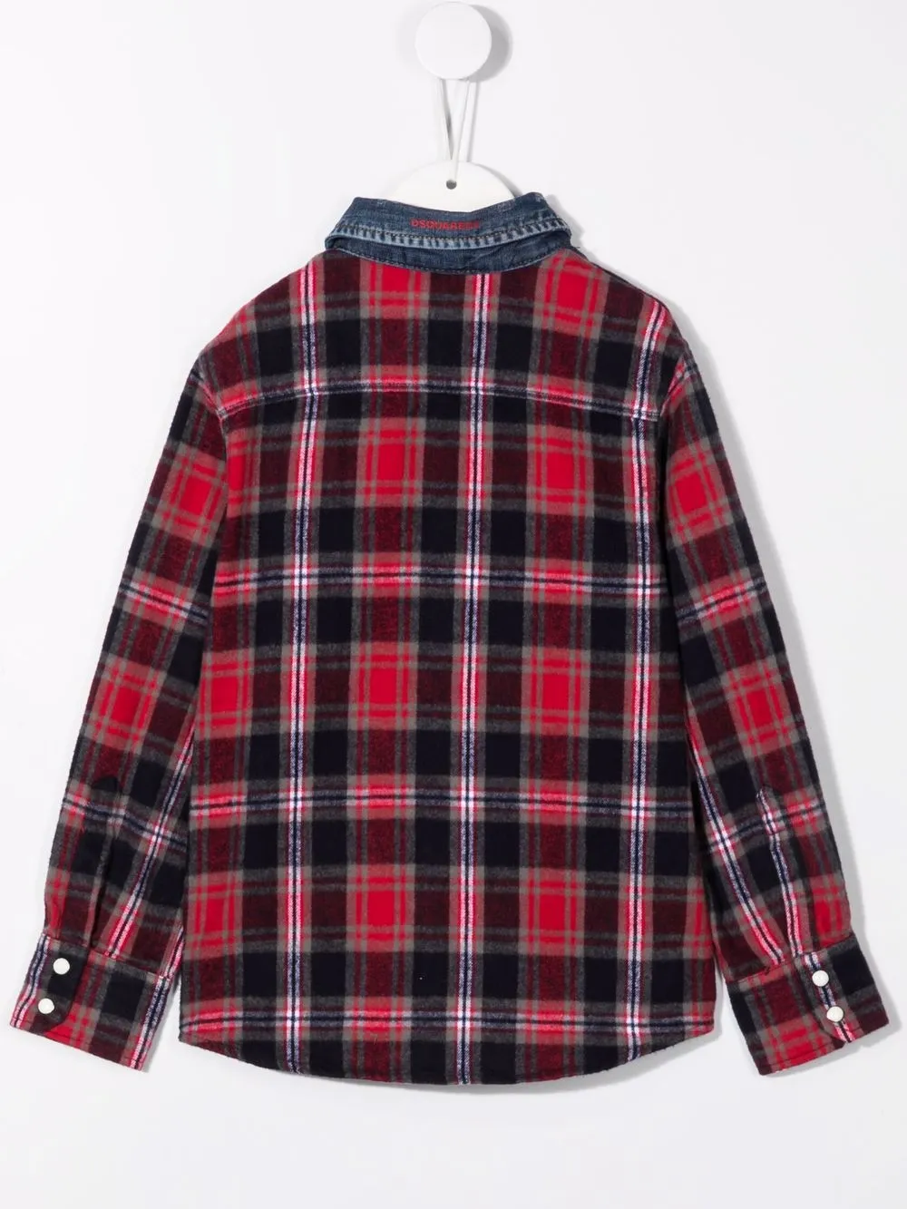 фото Dsquared2 kids джинсовая рубашка с клетчатыми вставками