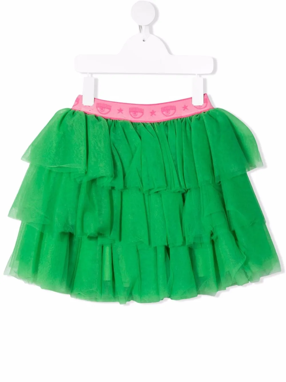 Chiara Ferragni Kids falda de tul con logo en la pretina - Verde