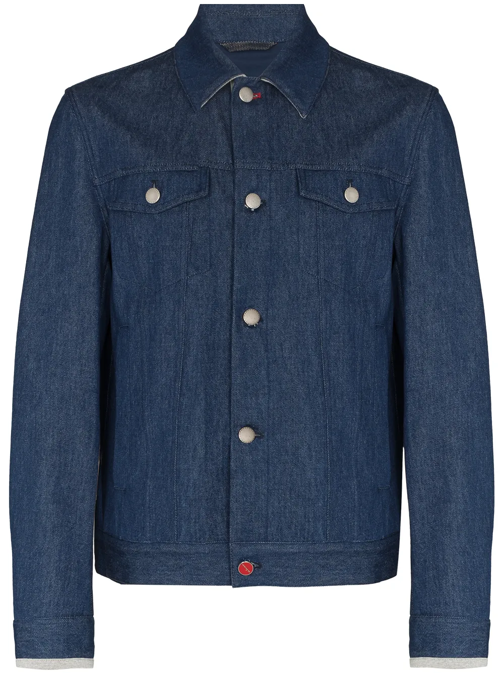 фото Kiton джинсовая куртка с вышитым логотипом