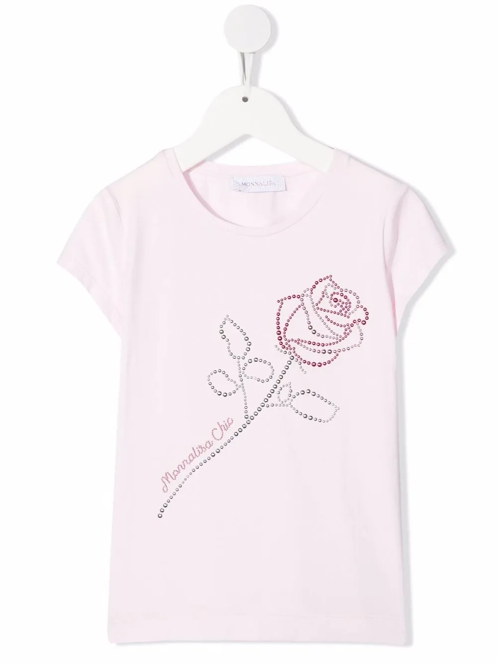 Monnalisa playera con motivo de rosa y apliques - Rosado