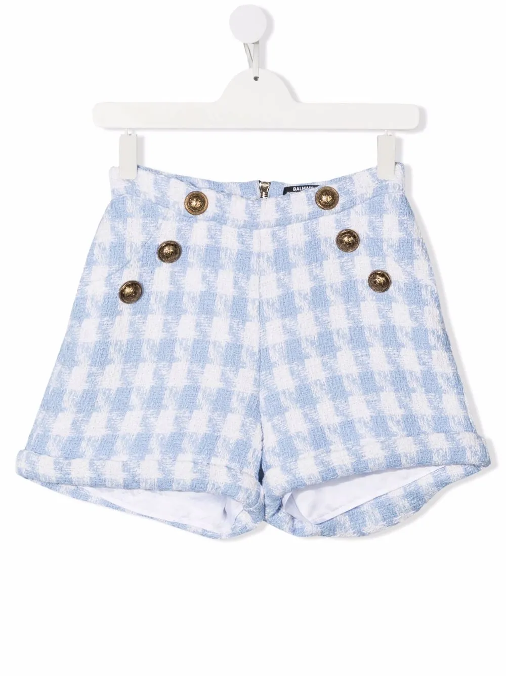 фото Balmain kids твидовые шорты в клетку