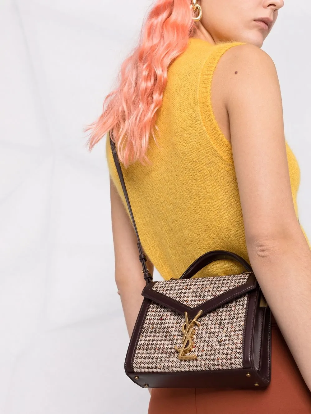 фото Saint laurent твидовая сумка-тоут cassandra размера мини