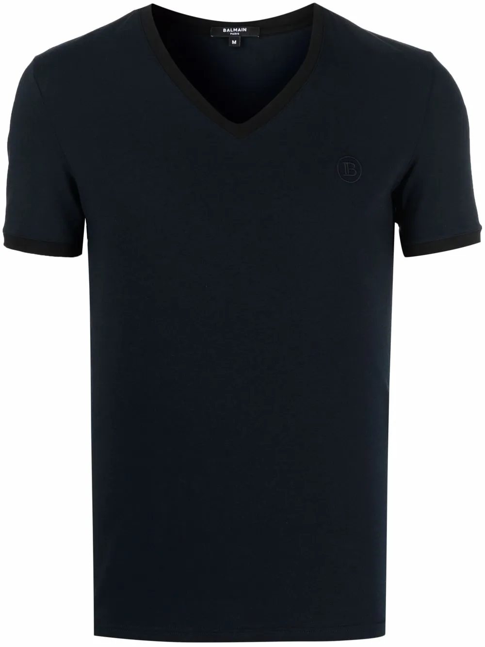 Balmain logo-embroidered V-neck T-shirt - Blue