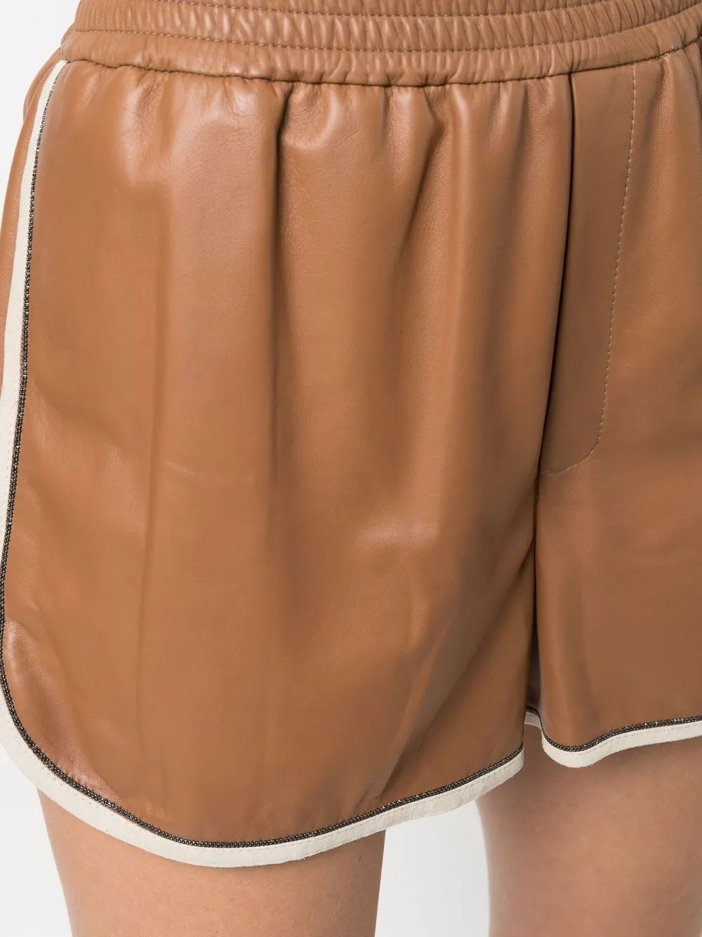 фото Brunello cucinelli кожаные шорты с эластичным поясом