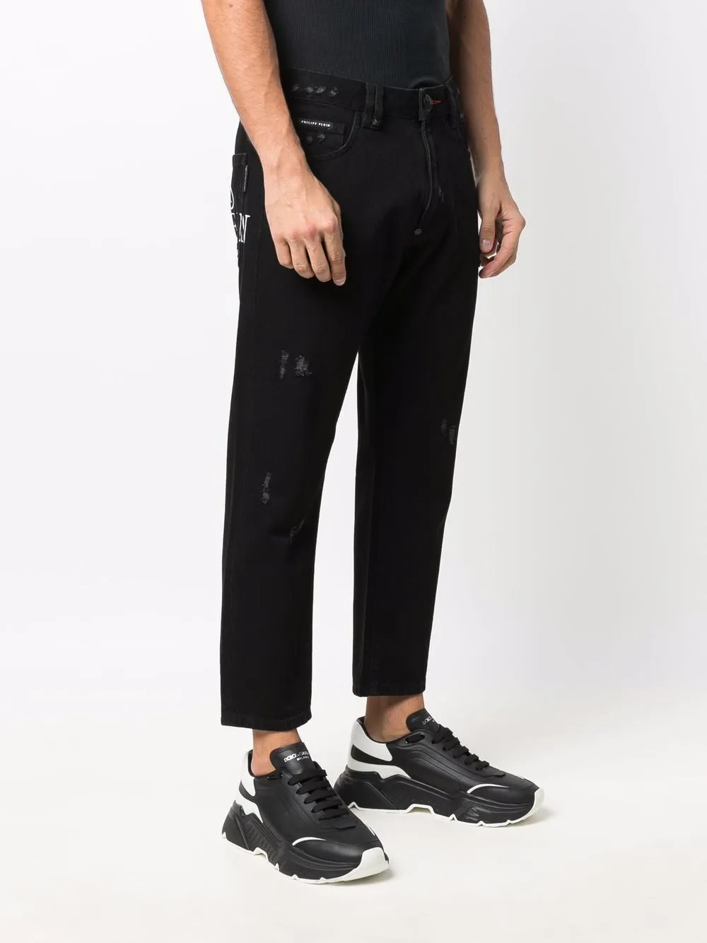 фото Philipp plein укороченные джинсы с логотипом