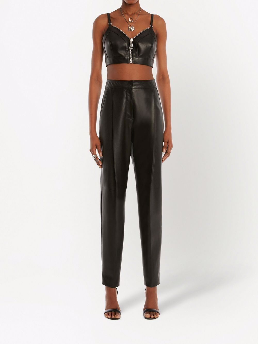 Alexander McQueen Zip Front Cropped Leather Top Farfetch