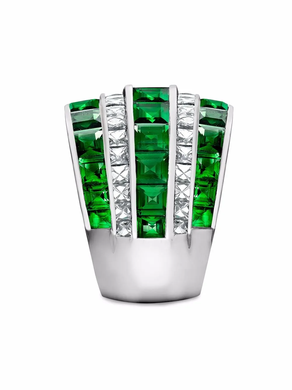 фото Pragnell кольцо из платины manhattan с бриллиантами и изумрудом