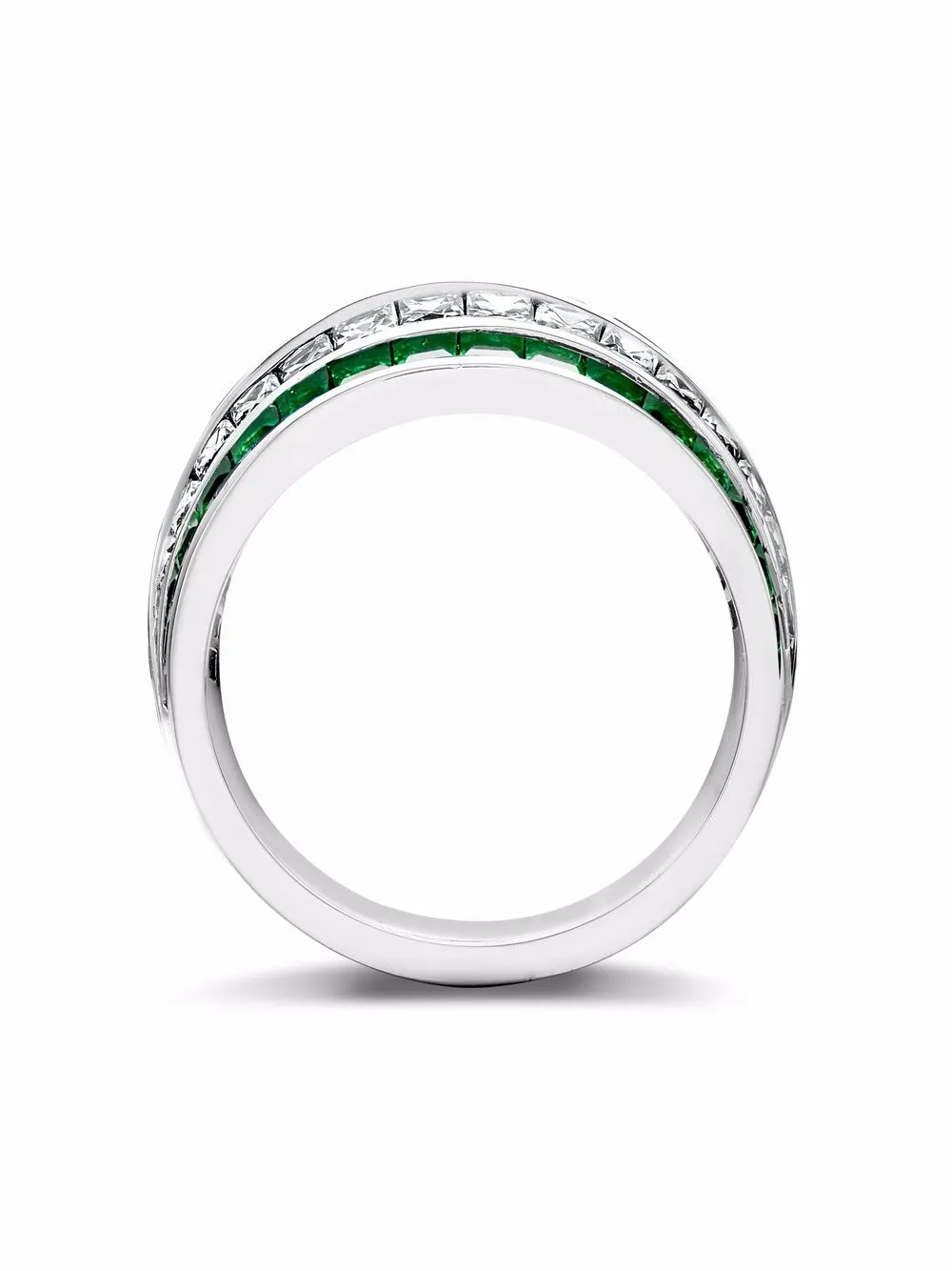 фото Pragnell кольцо из платины manhattan с бриллиантами и изумрудом