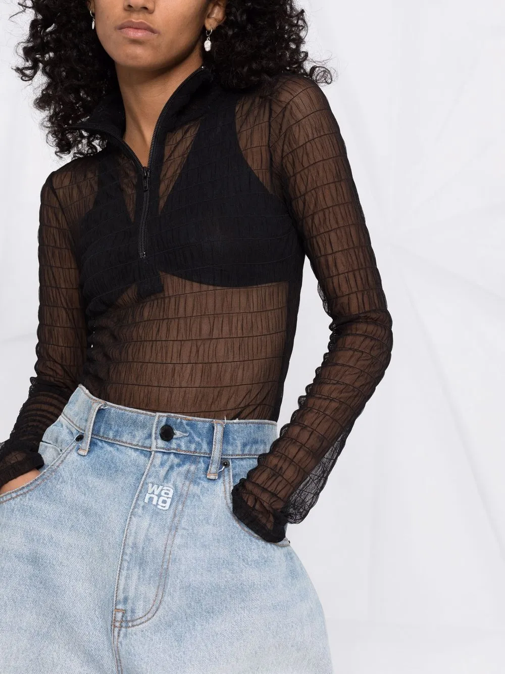 фото Weinsanto прозрачный топ с высоким воротником