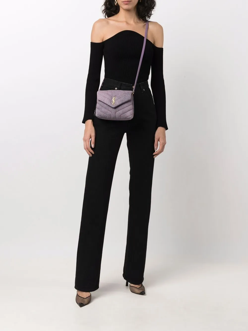 фото Saint laurent джинсовая мини-сумка mono
