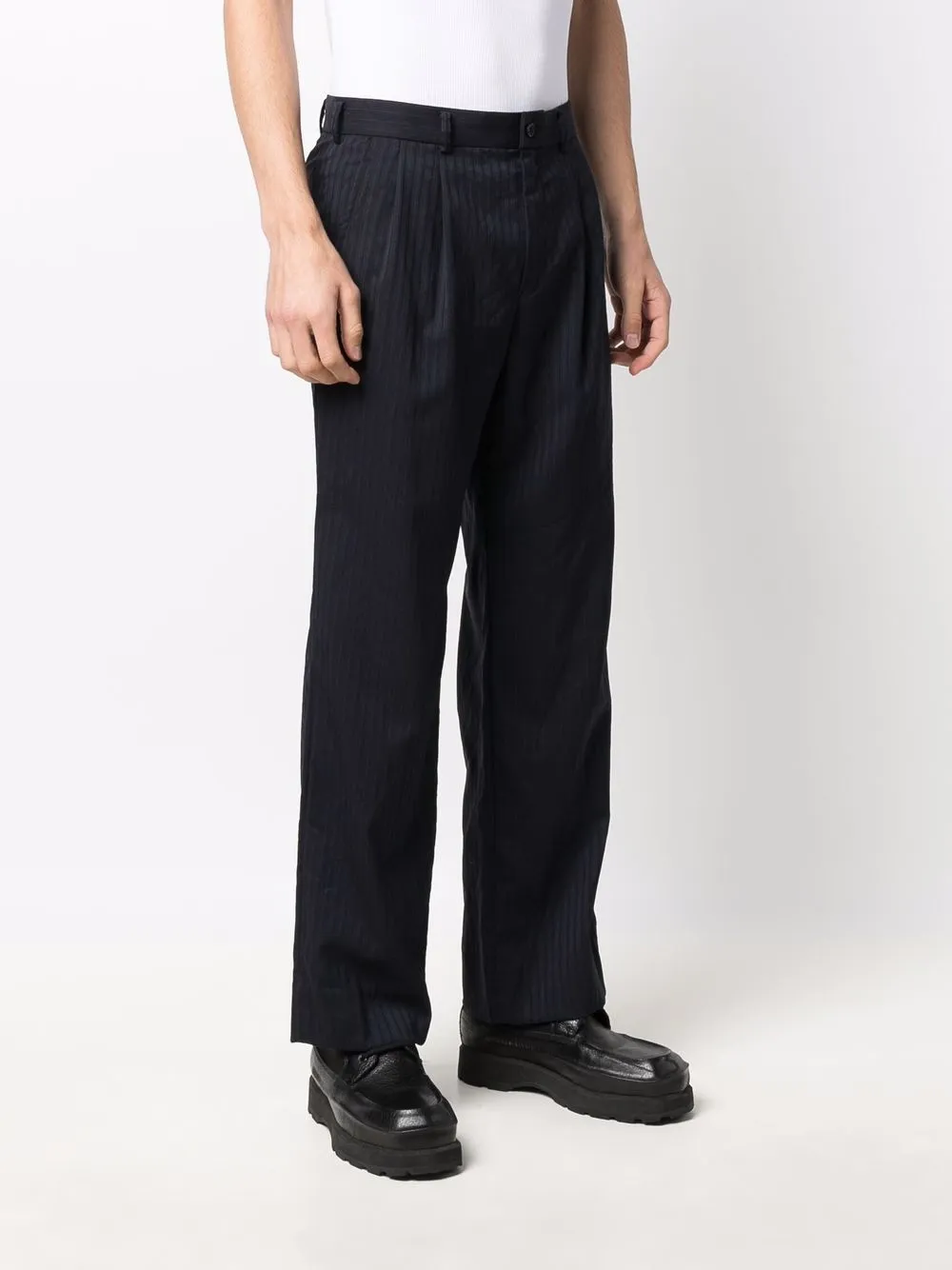 фото Black comme des garçons прямые брюки в тонкую полоску