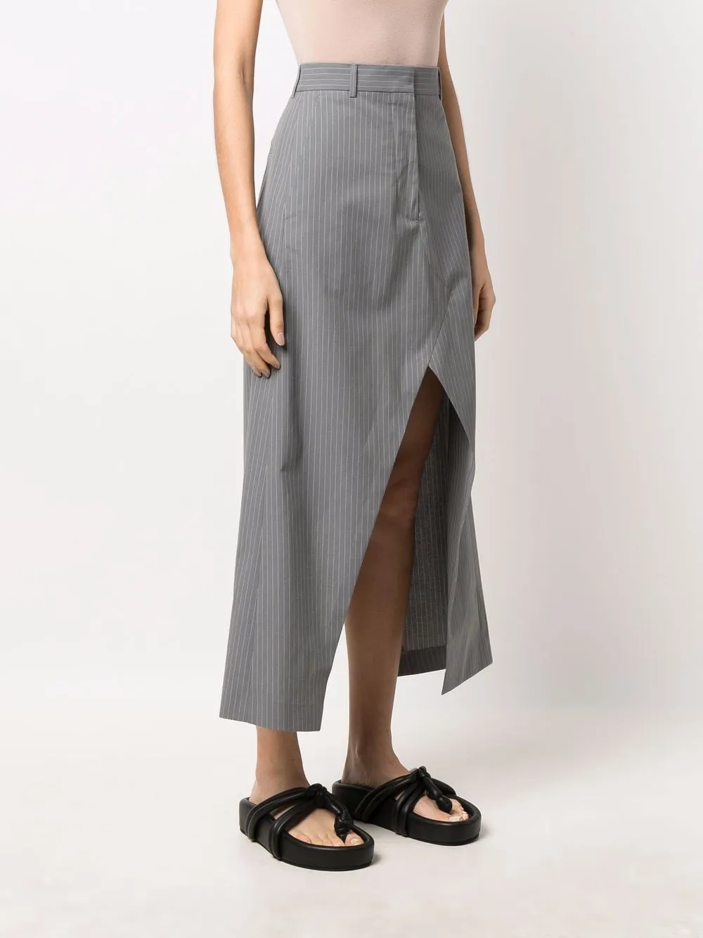 фото Mm6 maison margiela юбка в тонкую полоску с разрезом