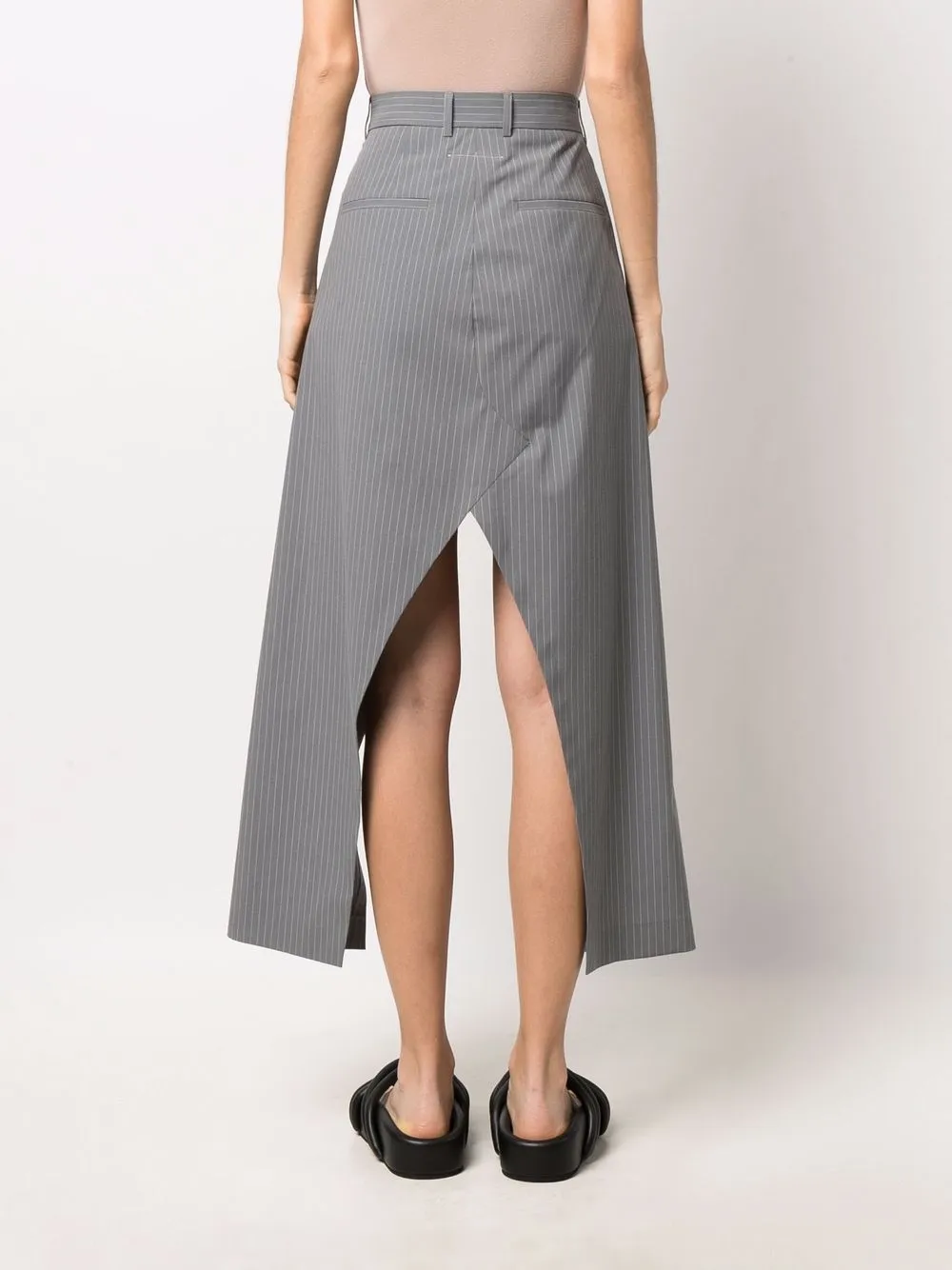 фото Mm6 maison margiela юбка в тонкую полоску с разрезом