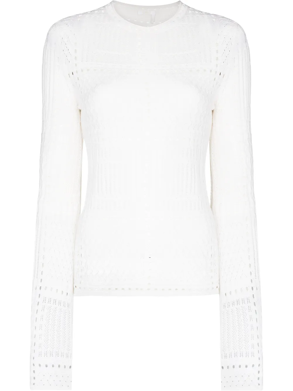 Chloé semi-sheer crew-neck jumper - White