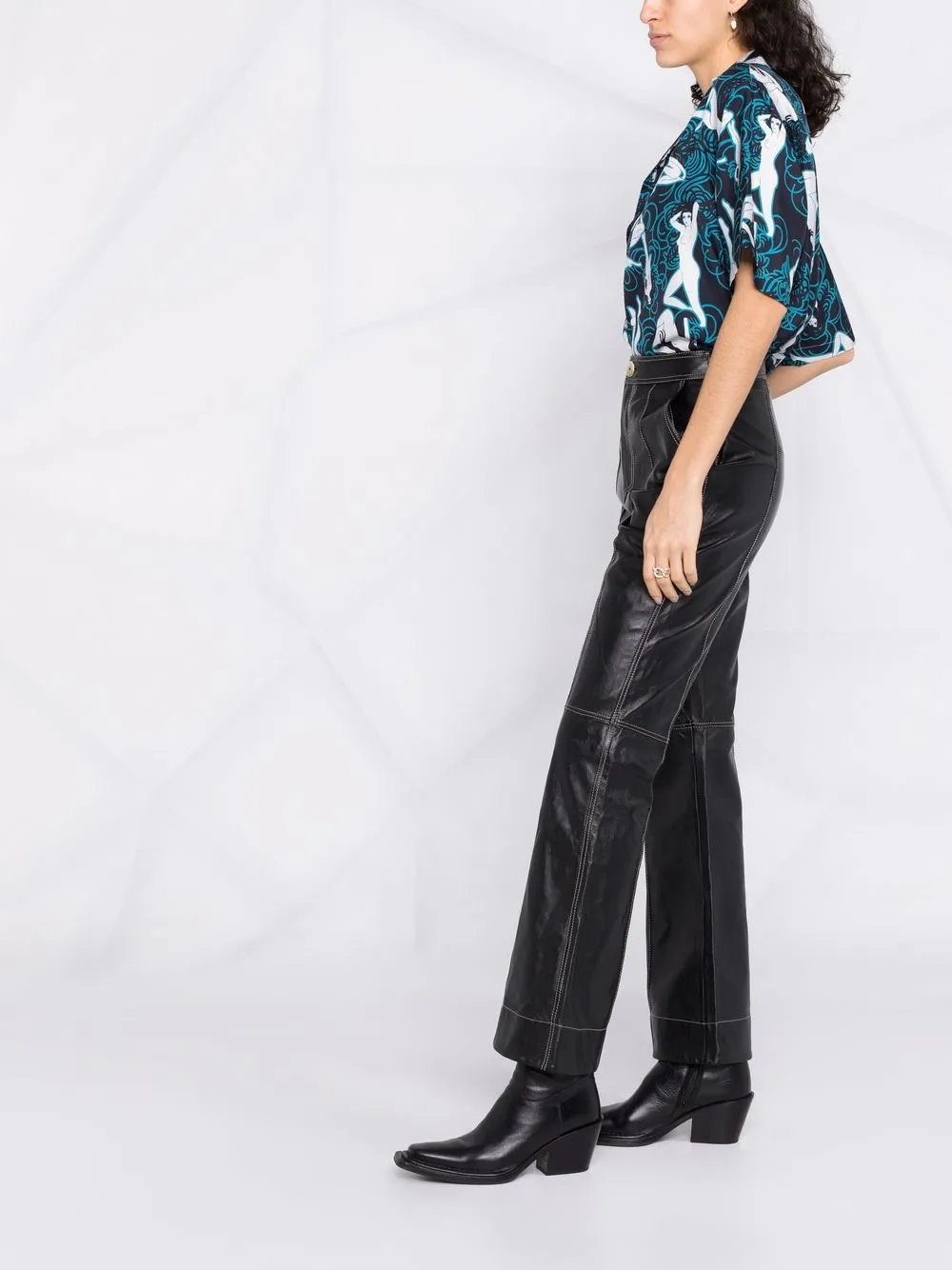фото Ganni кожаные брюки bootcut
