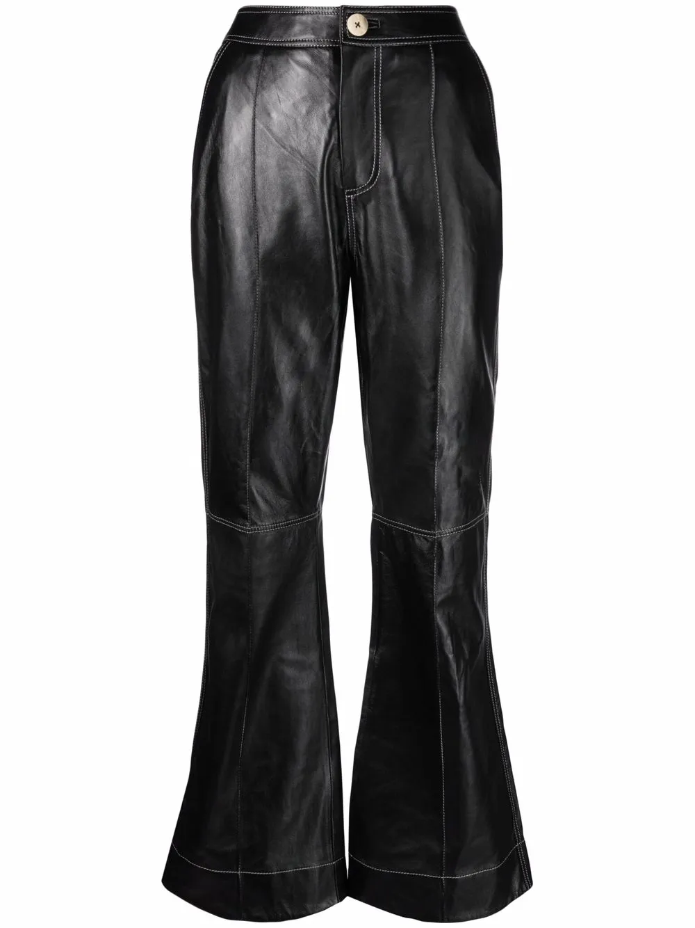 фото Ganni кожаные брюки bootcut