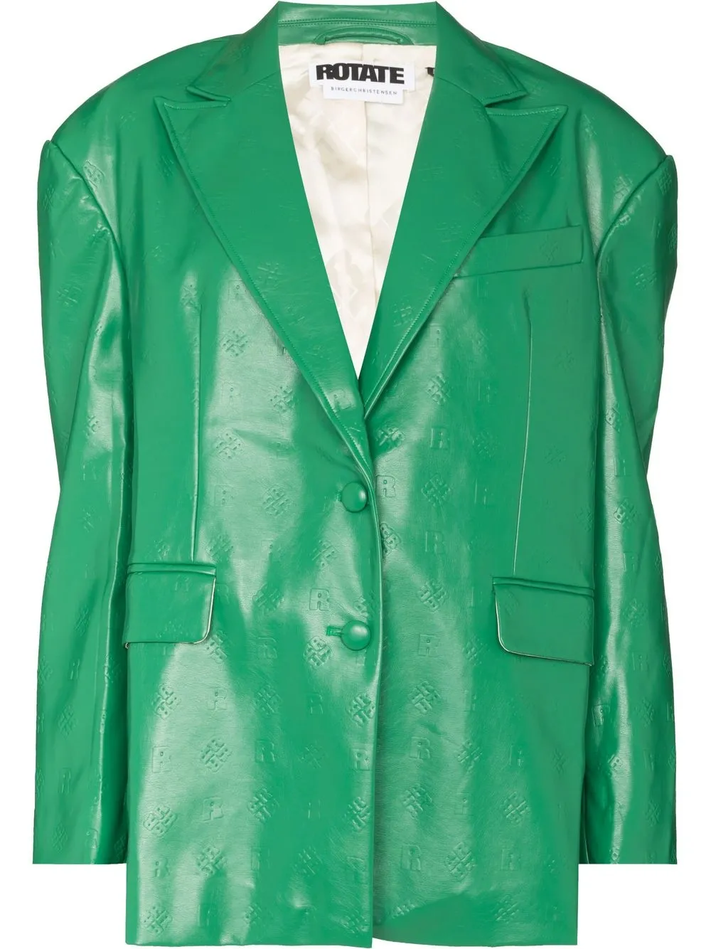 ROTATE single-breasted leather-effect jacket - Green