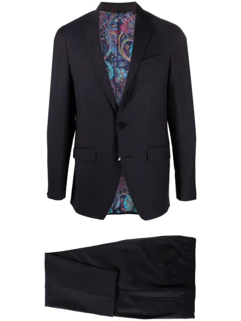 etro 格纹两件式西装套装