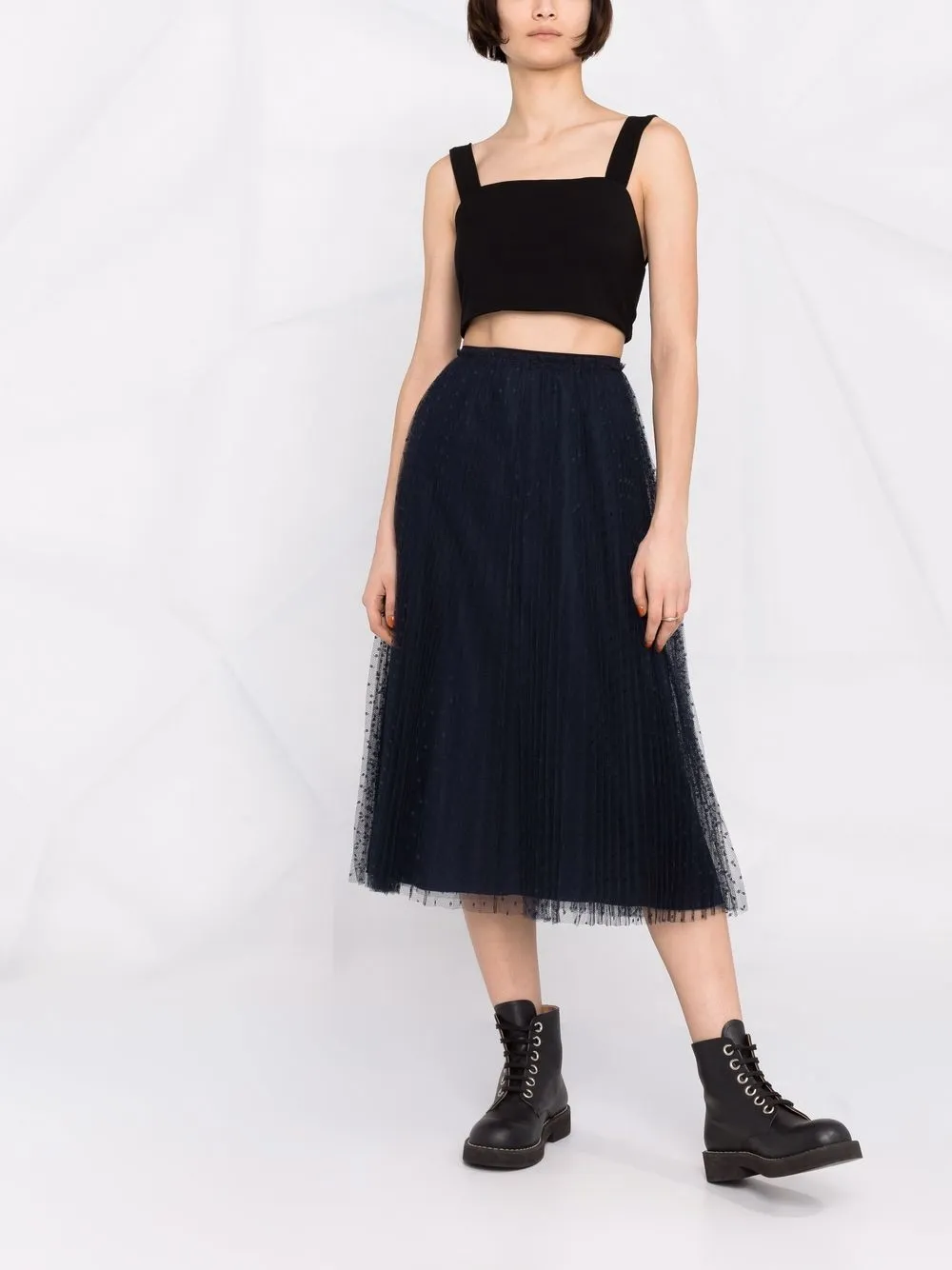 фото Red valentino плиссированная юбка из тюля пуэн-деспри