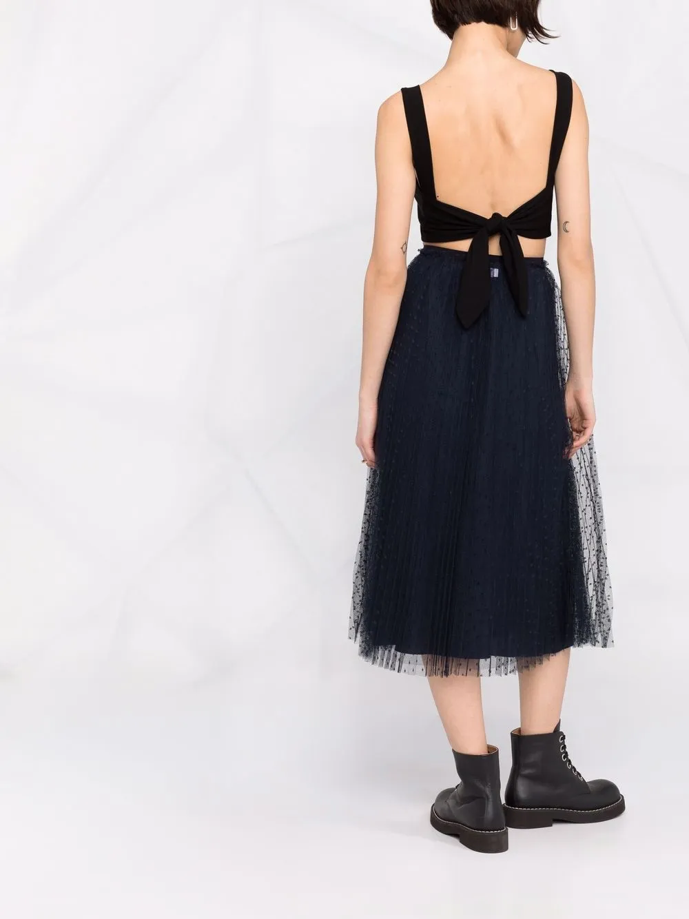фото Red valentino плиссированная юбка из тюля пуэн-деспри