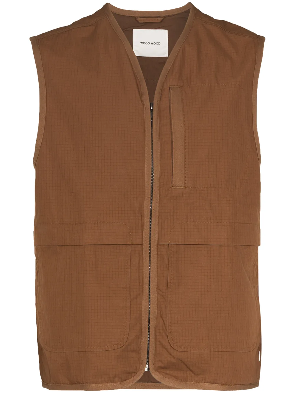 Wood Wood Victor checked V-neck vest - Brown
