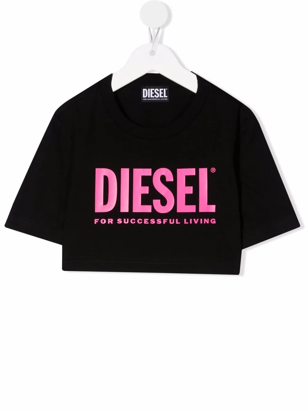 Diesel Kids playera corta con logo estampado - Negro