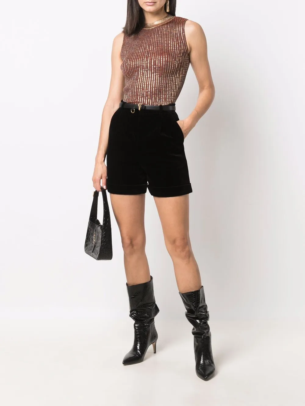 фото Balmain топ с эффектом металлик