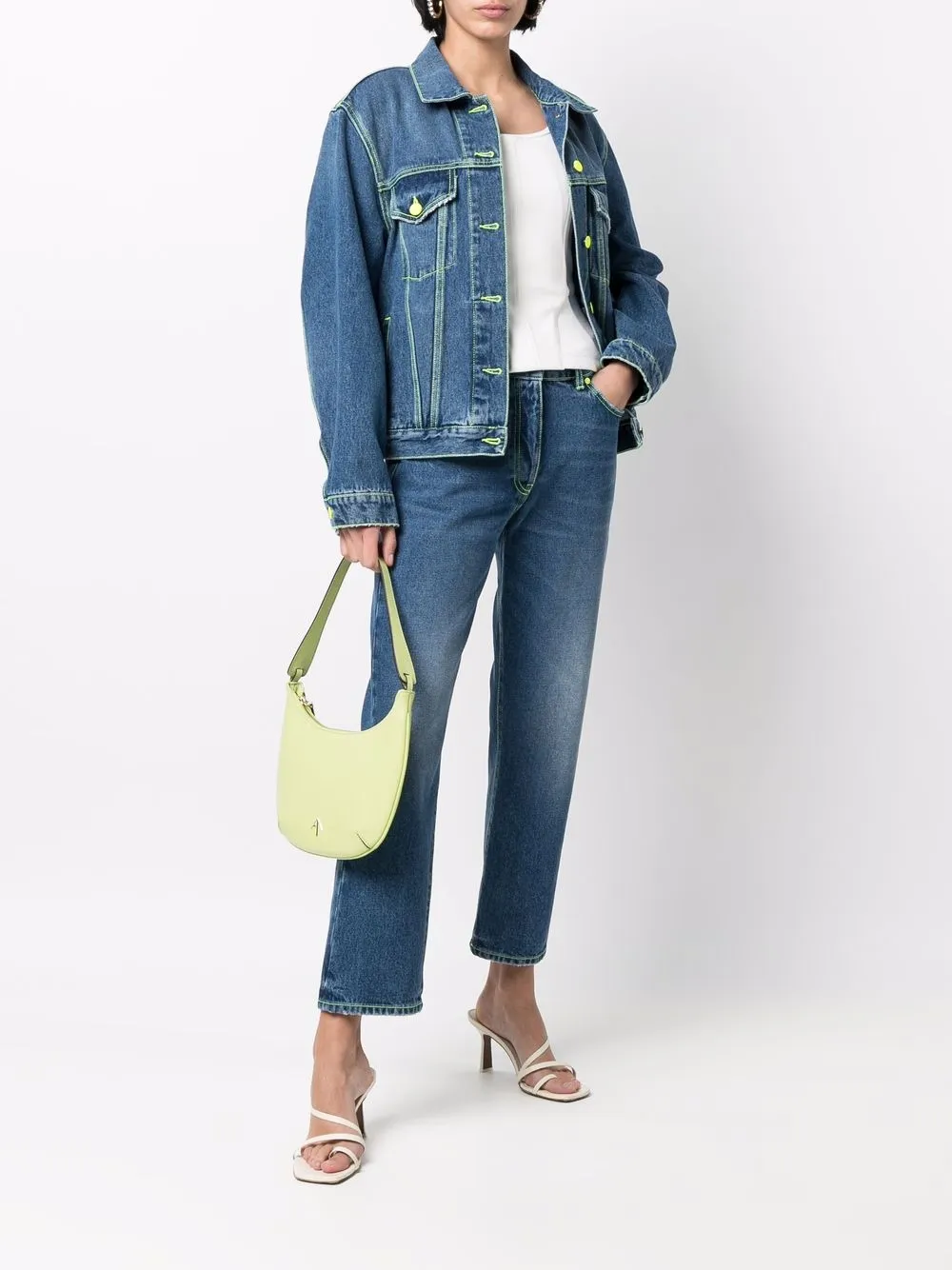 фото Msgm джинсовая куртка с контрастной строчкой