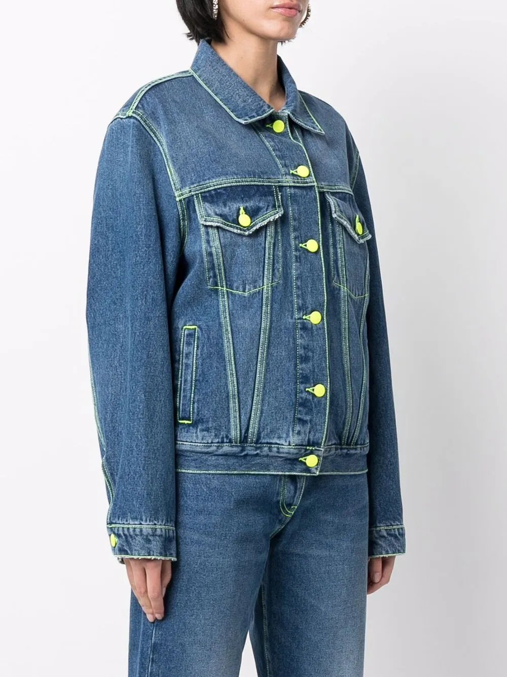 фото Msgm джинсовая куртка с контрастной строчкой