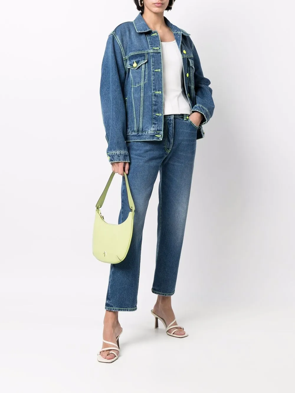 фото Msgm джинсы кроя слим с контрастной строчкой