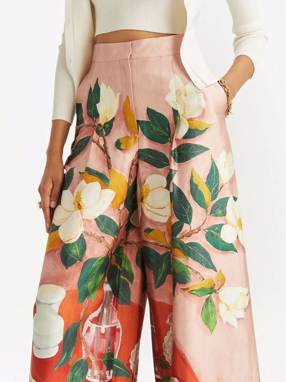 фото Oscar de la renta широкие брюки с цветочным принтом