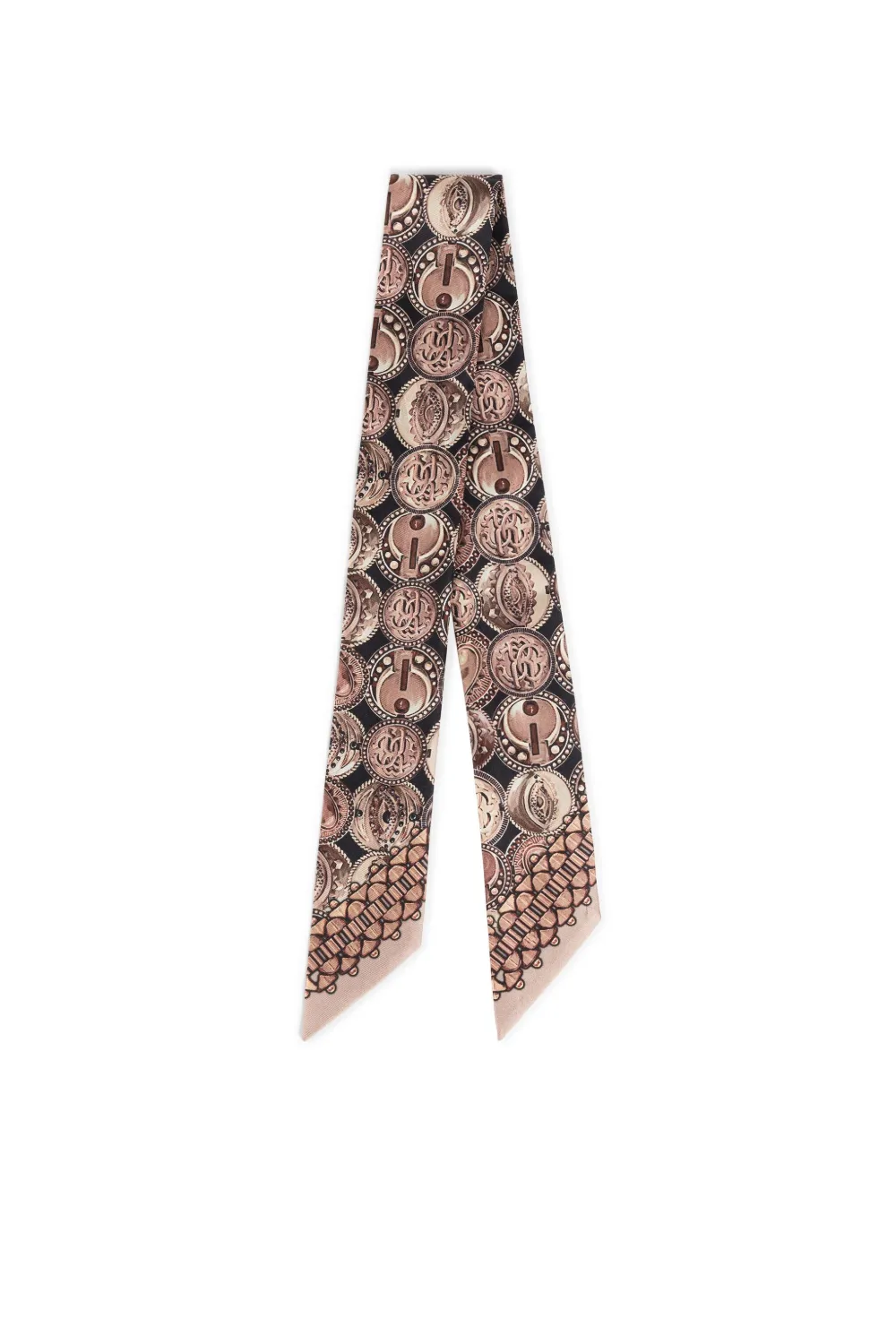 Roberto Cavalli Lucky Symbols Print Silk Scarf In Pink Modesens