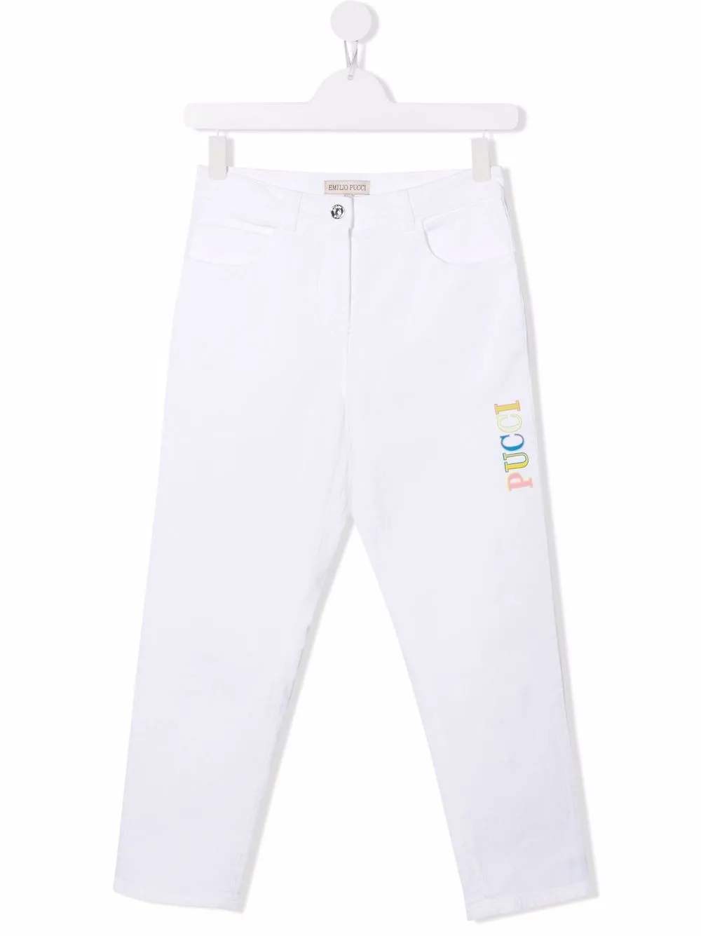 PUCCI Junior pantalones rectos con logo estampado - Blanco