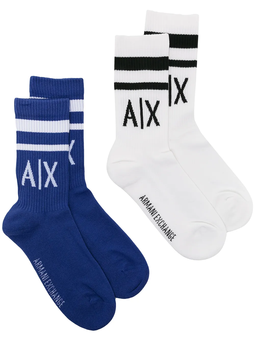 Armani Exchange logo-knit two-pack socks - White