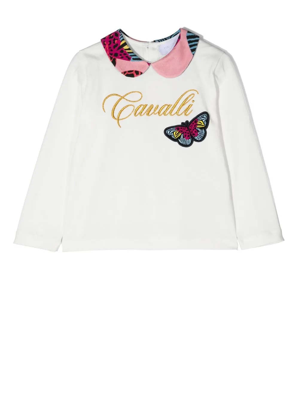Roberto Cavalli Junior top con cuello Peter Pan - Blanco