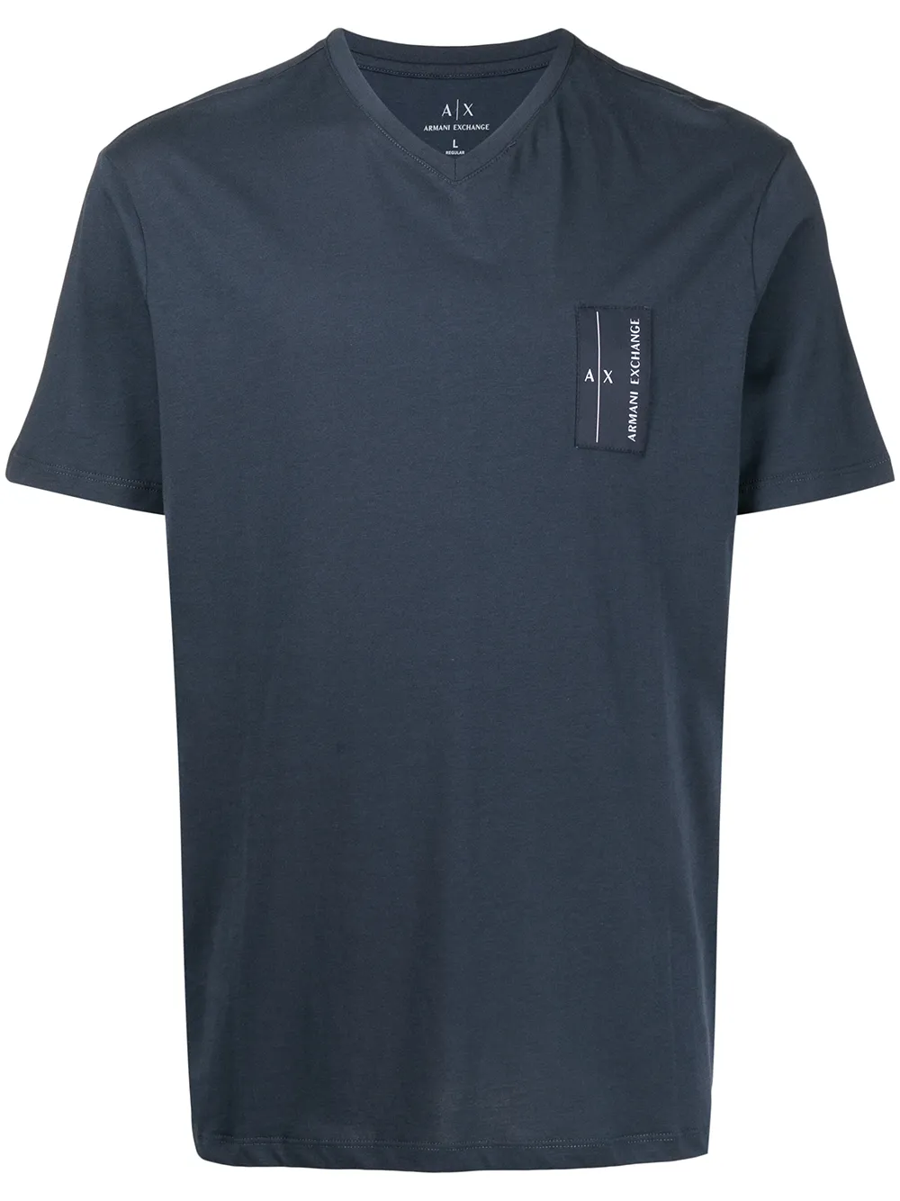 Armani Exchange logo-patch V-neck T-shirt - Blue