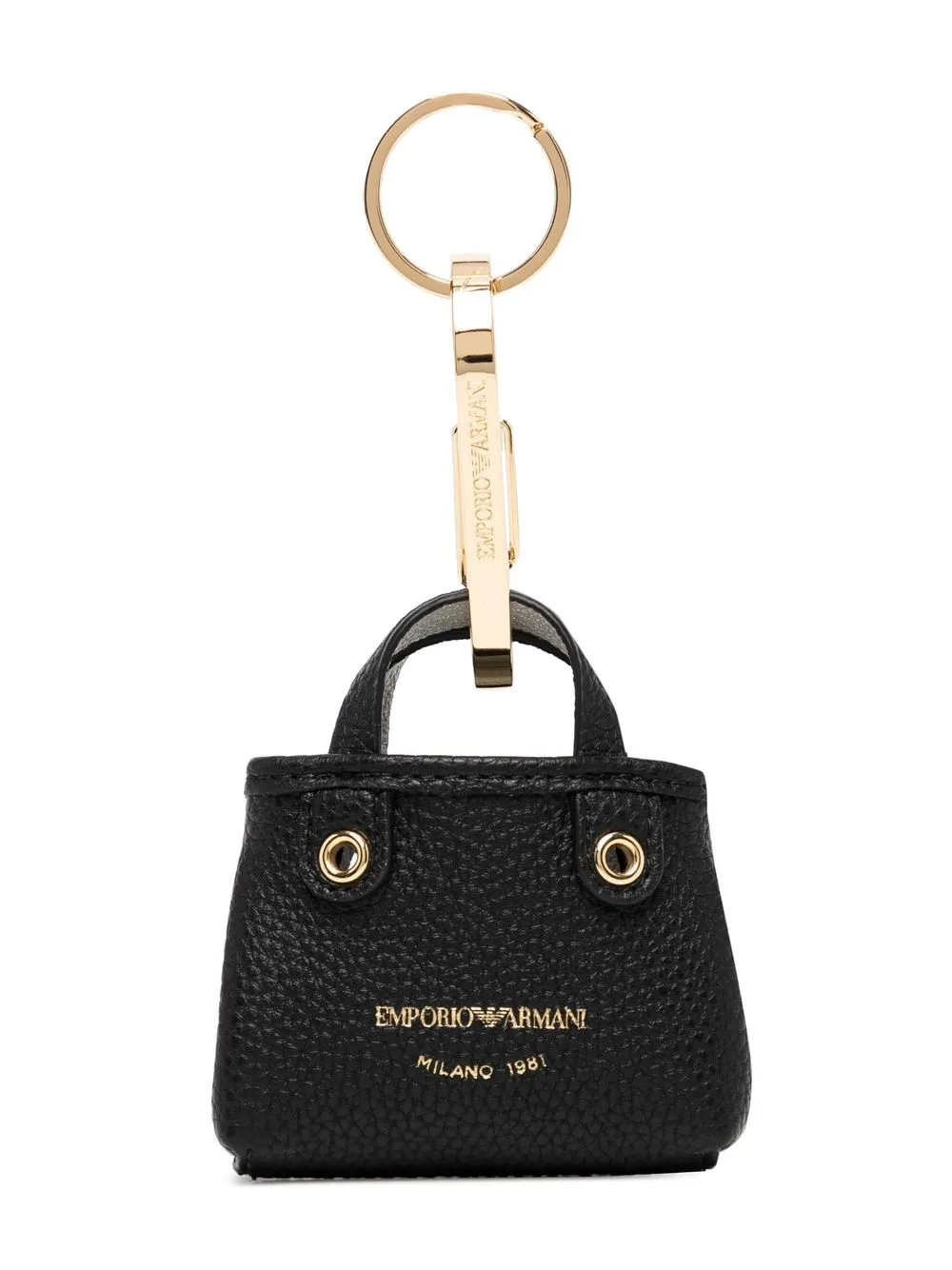 Emporio Armani logo-print bag key ring - Black