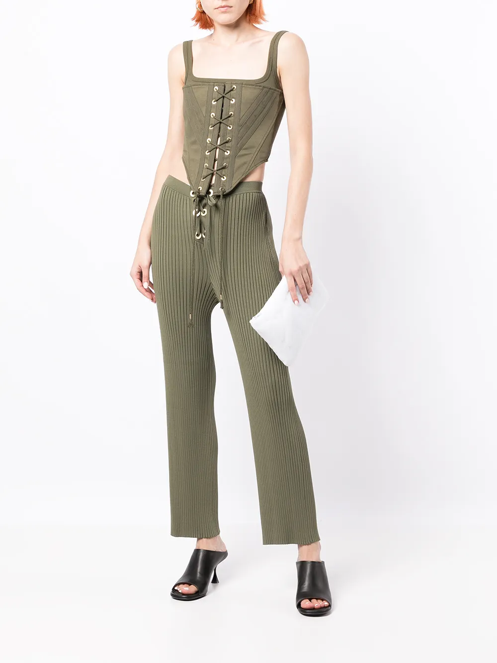 фото Dion lee брюки в рубчик с люверсами