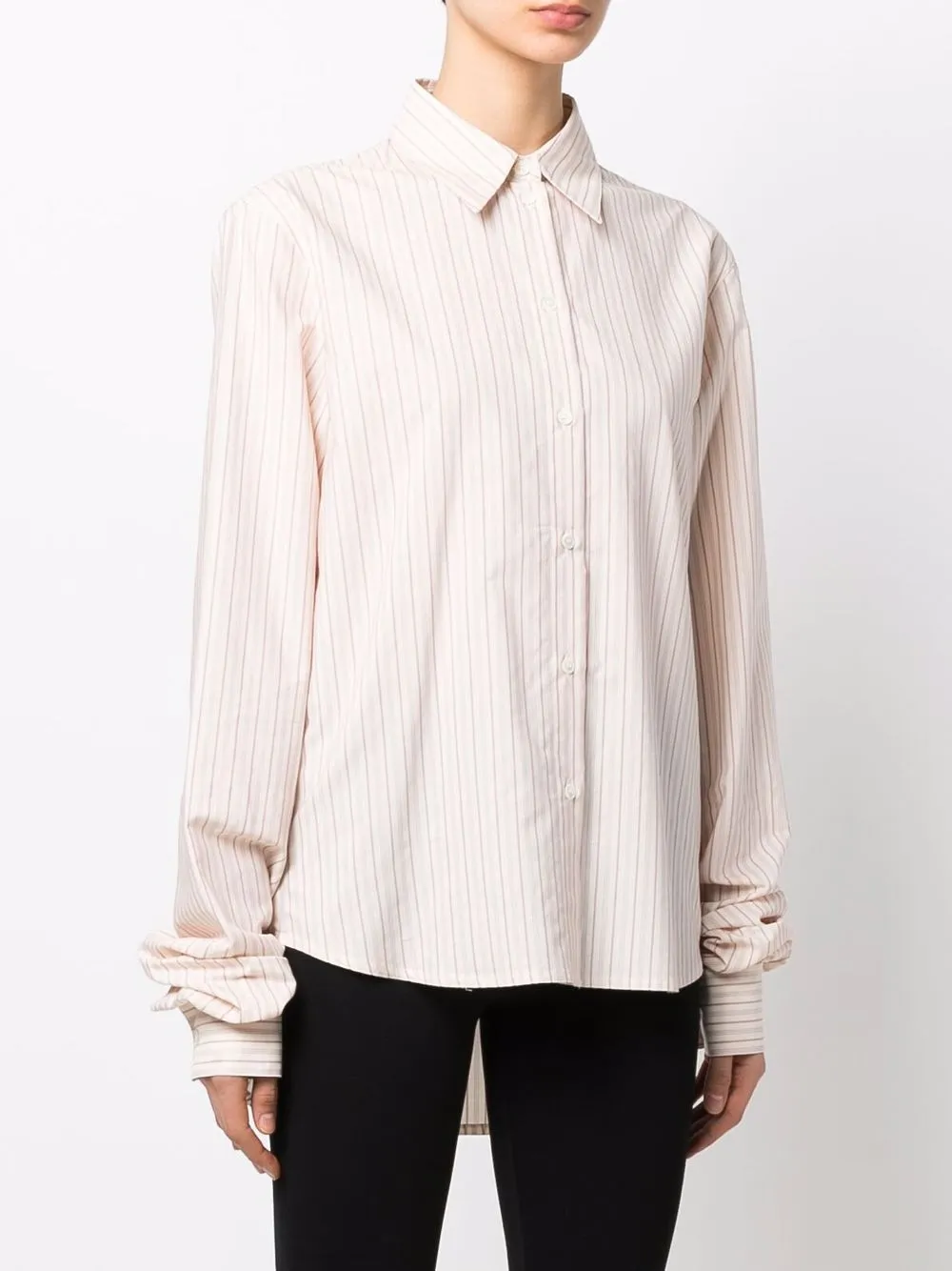 фото Mm6 maison margiela полосатая рубашка с удлиненными рукавами