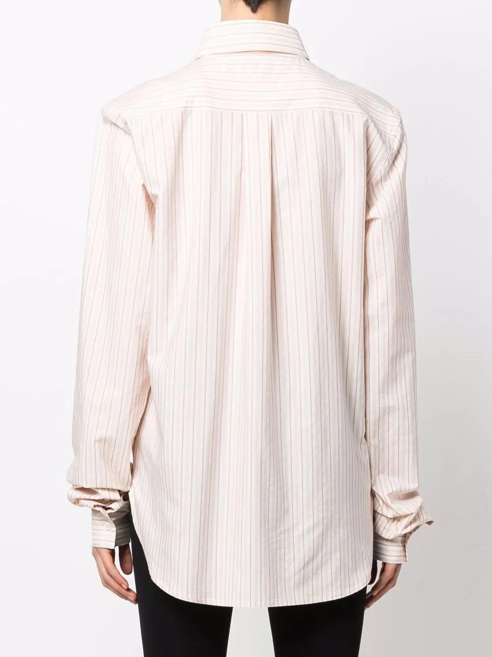 фото Mm6 maison margiela полосатая рубашка с удлиненными рукавами
