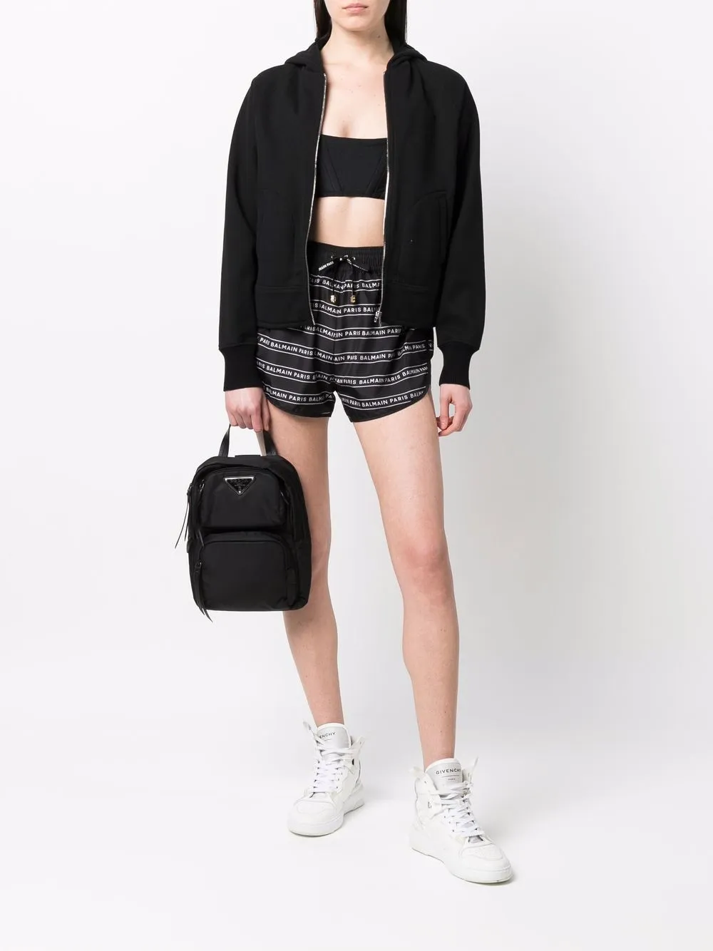 фото Balmain спортивные шорты с кулиской и логотипом