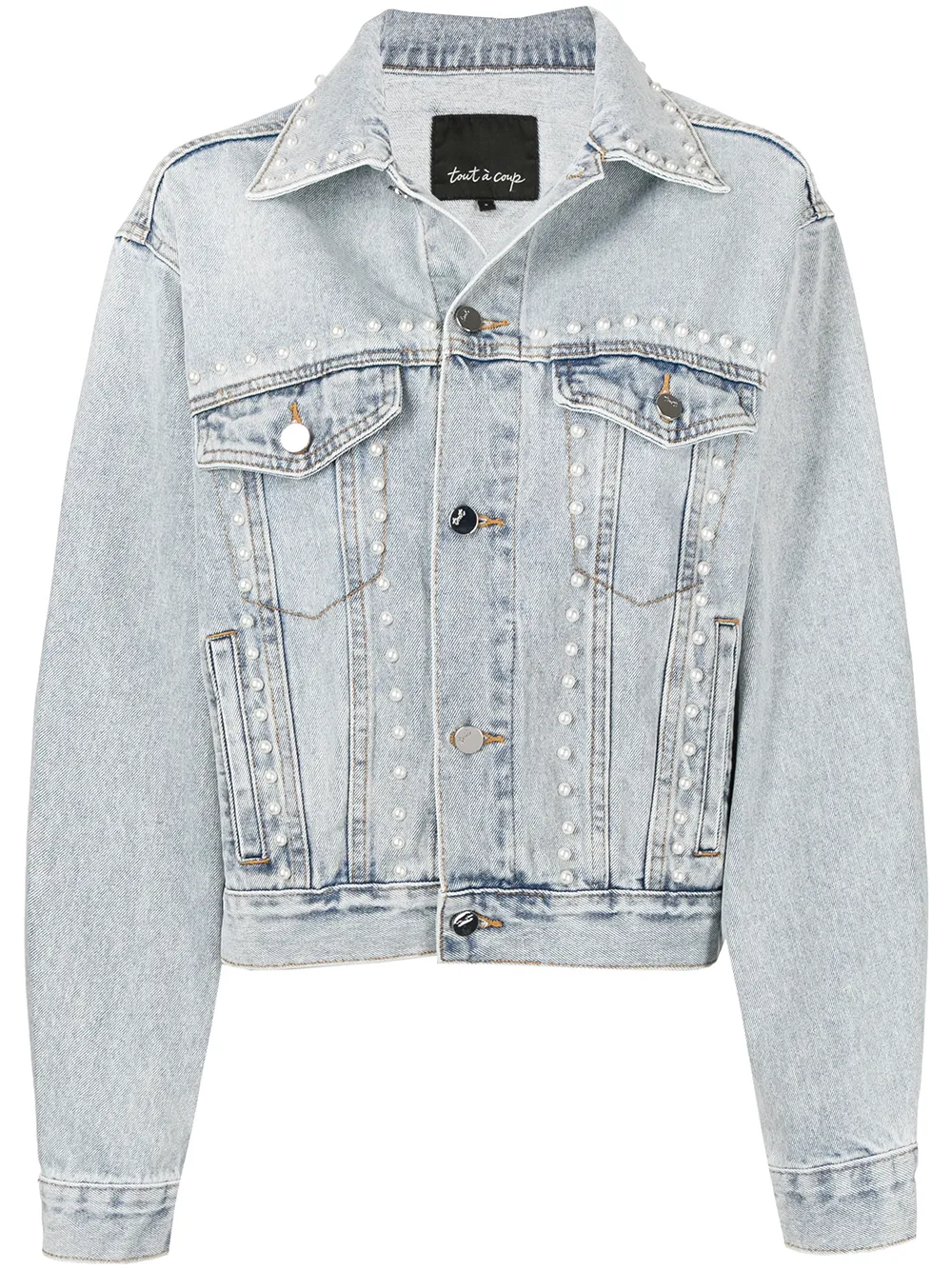 фото Tout a coup джинсовая куртка с жемчугом