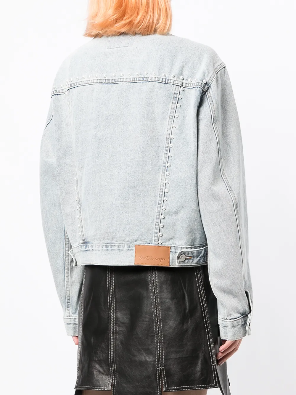 фото Tout a coup джинсовая куртка с жемчугом