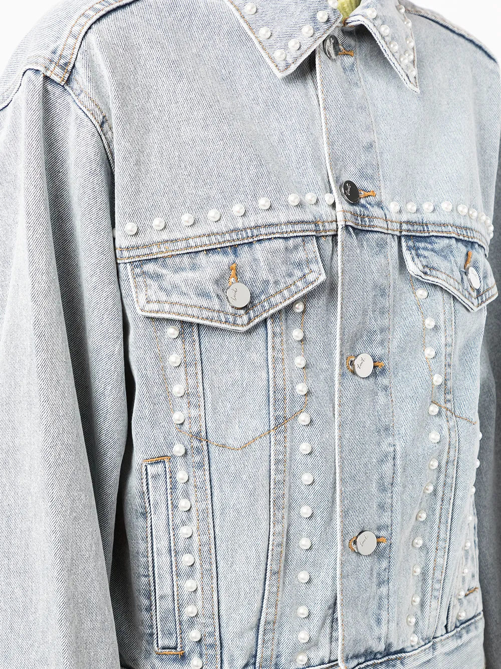 фото Tout a coup джинсовая куртка с жемчугом