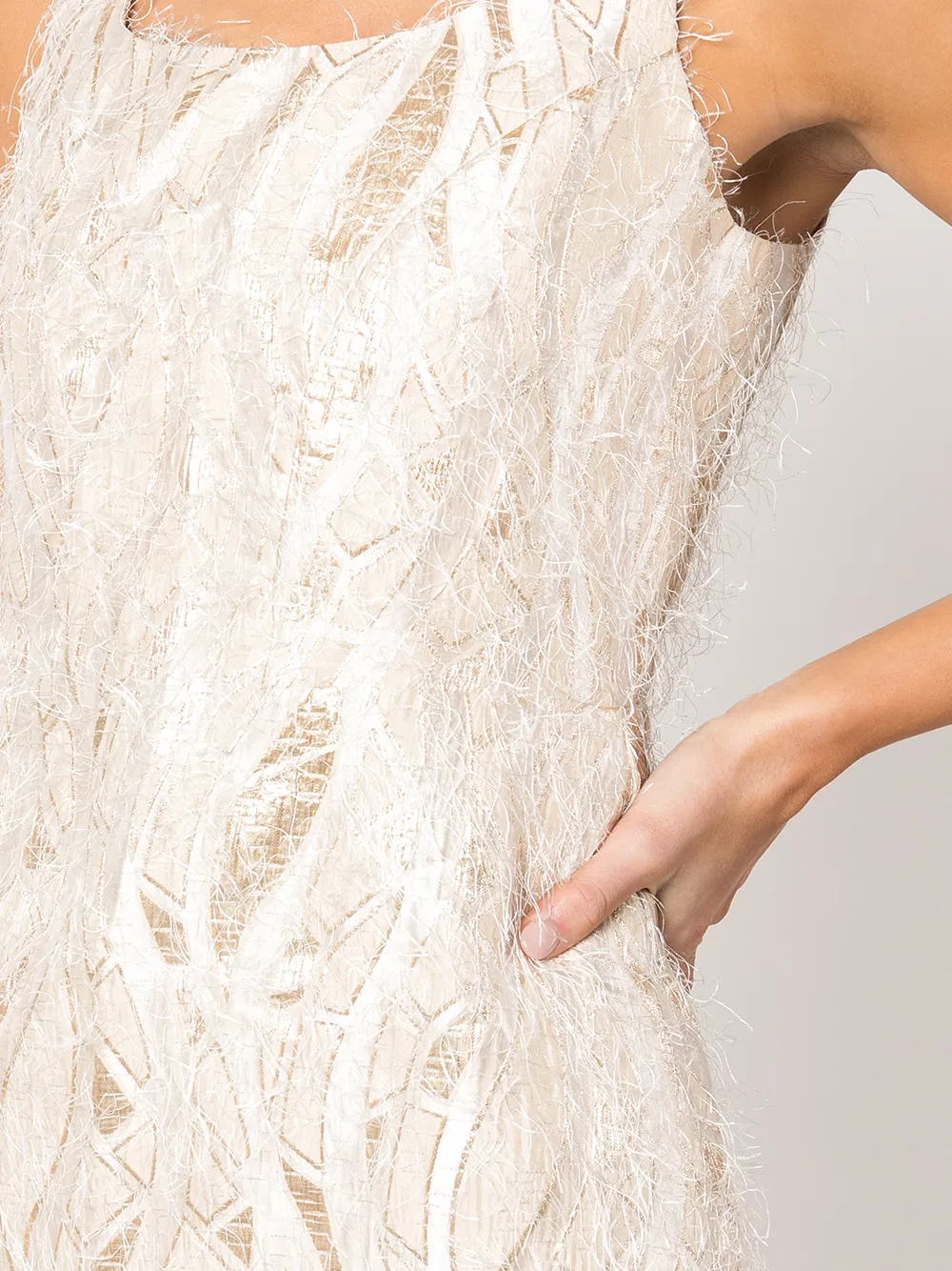 фото Molato платье мини с квадратным вырезом и бахромой