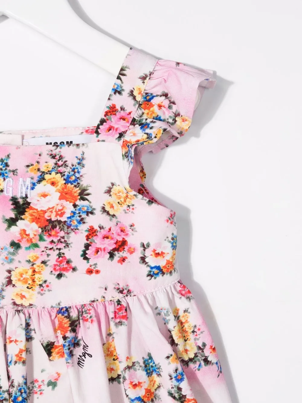 фото Msgm kids платье с цветочным принтом и оборками